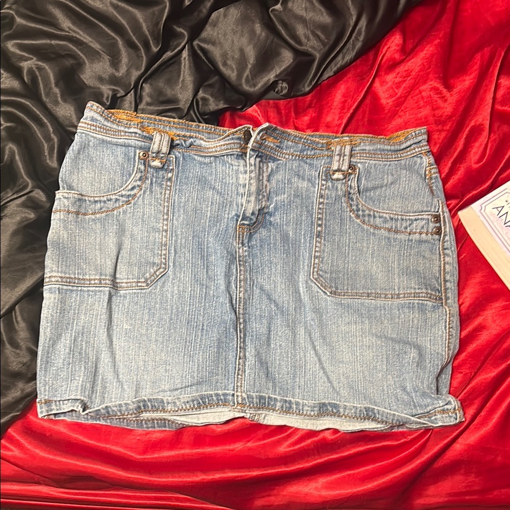 Daisy Fuentes Blue and Gold Cargo Pencil Mini Skirt